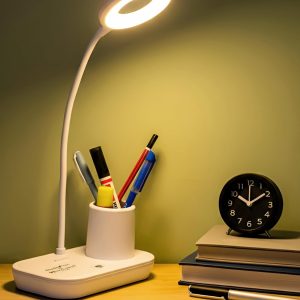 WEIRD WOLF Table Lamp for Study Room I Study Lamp with 3 Color Modes, Adjustable Brightness Level I Touch Dimmer, Flexible Gooseneck I Rechargeable Lamp Light for Study I 6 Months Warranty