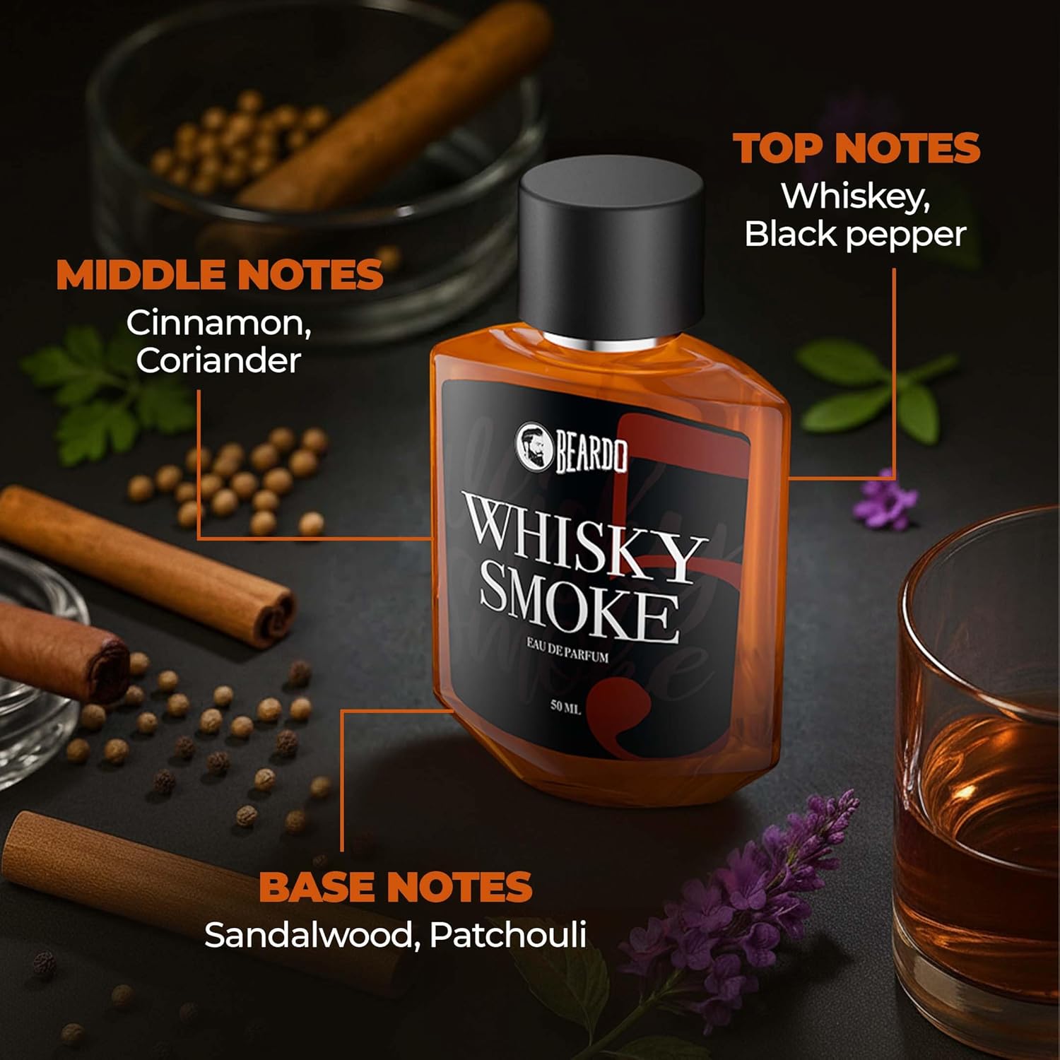 Beardo Whisky Smoke Perfume for Men,50ml|Spicy,Woody-Oudh Scent Eau De Parfum|Long Lasting Mens Perfume|Best Date Night Fragrance Body Spray|Day gift for husband|Gift for boyfriend - Image 4