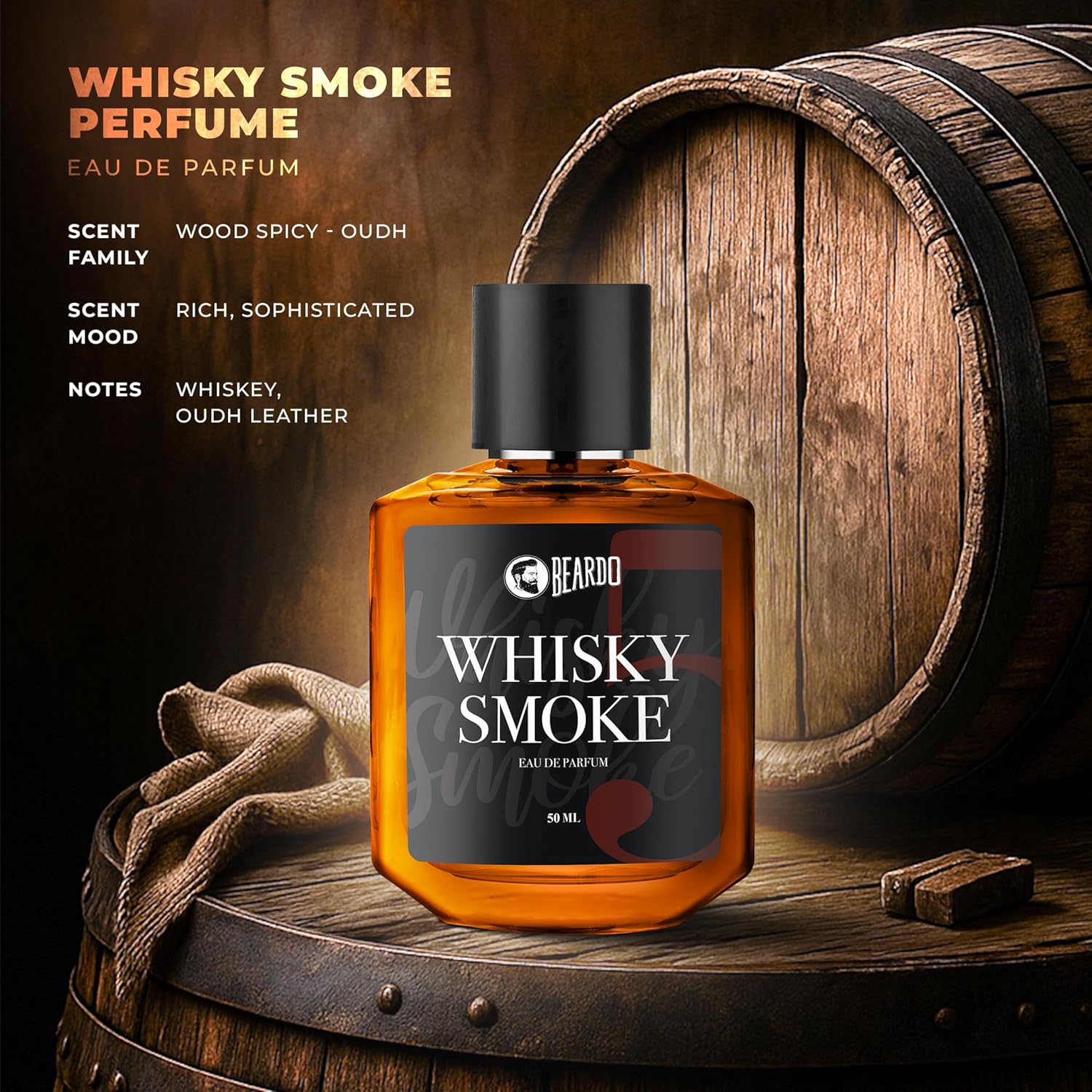 Beardo Whisky Smoke Perfume for Men,50ml|Spicy,Woody-Oudh Scent Eau De Parfum|Long Lasting Mens Perfume|Best Date Night Fragrance Body Spray|Day gift for husband|Gift for boyfriend - Image 5